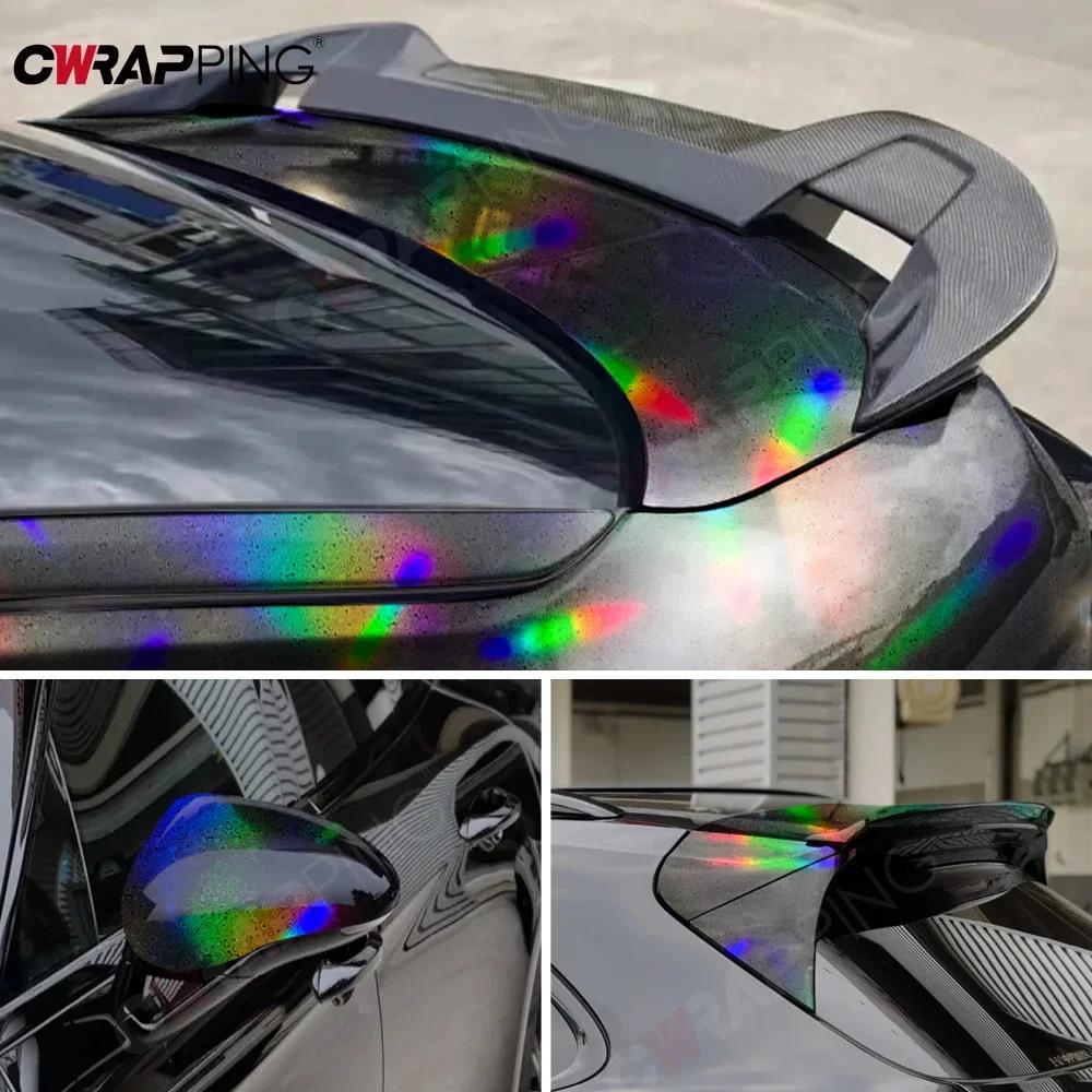 Laser Black Carbon Fiber Car Sticker Creative Change Films Waterproof Vinyl Body Modification Decorative for Car Accessories