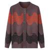 Women's New Stitched Round Neck Button Print Fashion Loose Versatile Casual Long Sleeve Knitted Cardigan