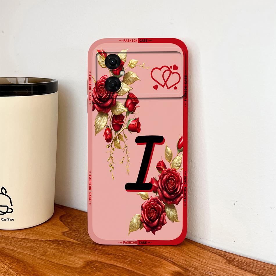 Case For Xiaomi Poco M4 M3 Pro Luxury Rose Letters Soft Smooth Liquid Silicone Housing For Poco M 4 M 3 Lightweight Phone Cover