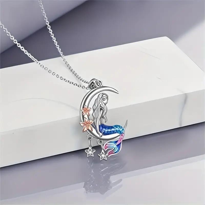 Eye-catching Multicolor Mermaid Star Necklace For Women Trendy Alloy Jewelry Gift