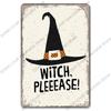 Happy Halloween Retro Poster Metal Plate Jack-O-Lantern Black Cat Witch Metal Tin Signs Vintage Halloween Party Living Room Home