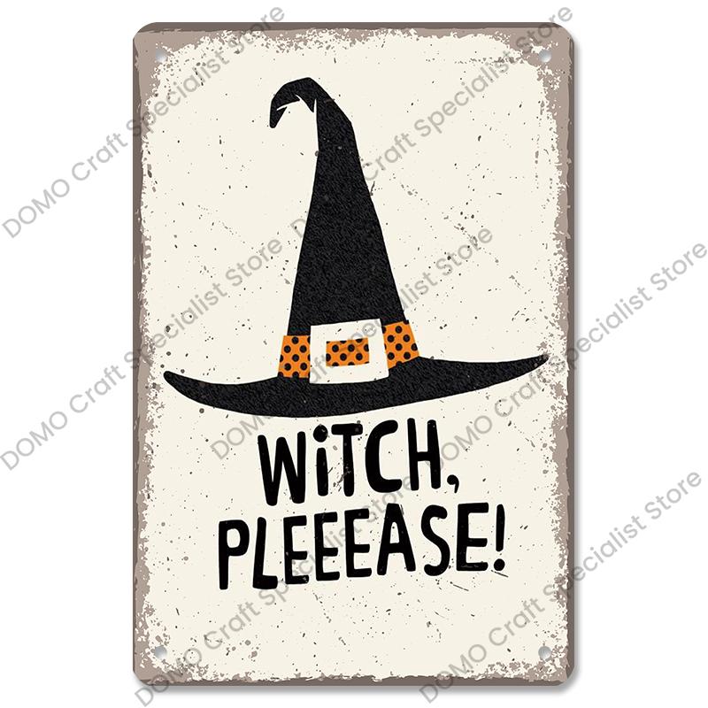Happy Halloween Retro Poster Metal Plate Jack-O-Lantern Black Cat Witch Metal Tin Signs Vintage Halloween Party Living Room Home