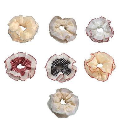 Lace Trim Hair Tie Hair Scrunchies Elastic Scrunchy Double Layered Hairband for Women and Girl Popular Hair Ornament
