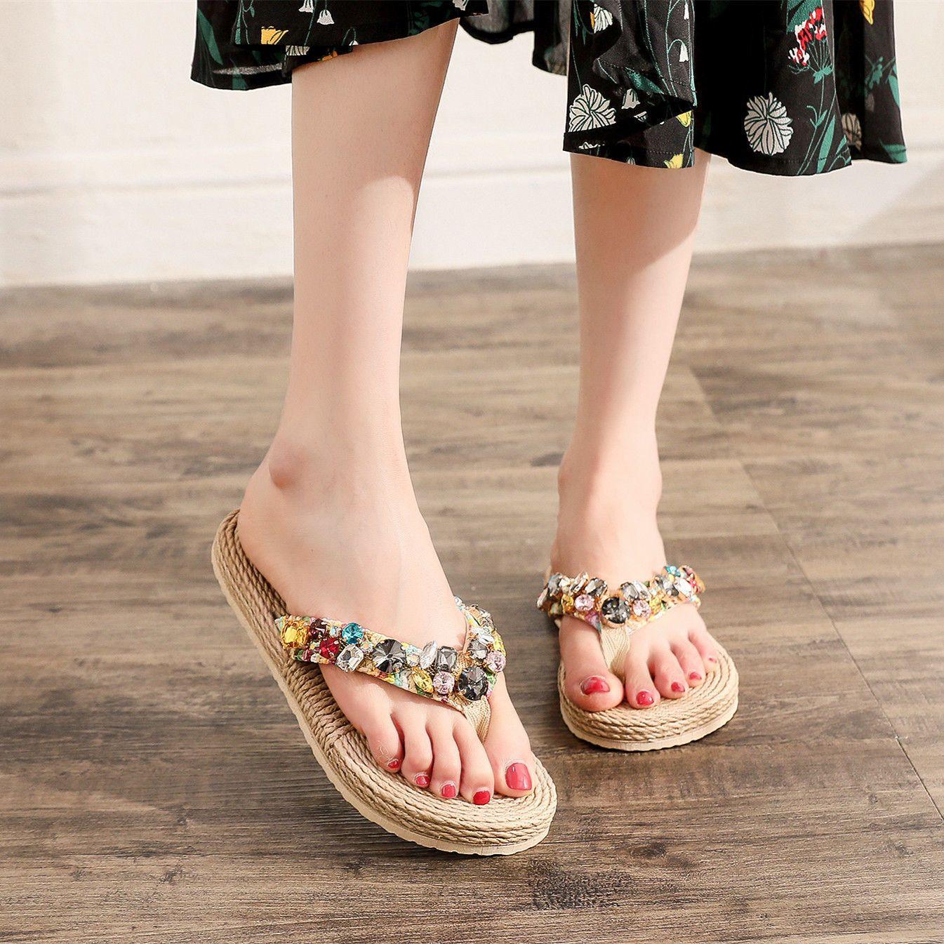 Женские тапочки и сандалии Rhenstone Junior on Beach Crystals Height Shoes Шлепанцы — фото 18