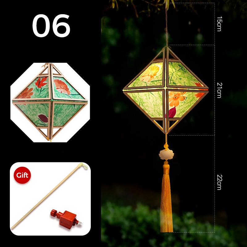 Mid-autumn Portable Lantern With Tassel Waterproof Chinese Antique Wood Carving Palace Light Lamp New Year Spring Festival Decor