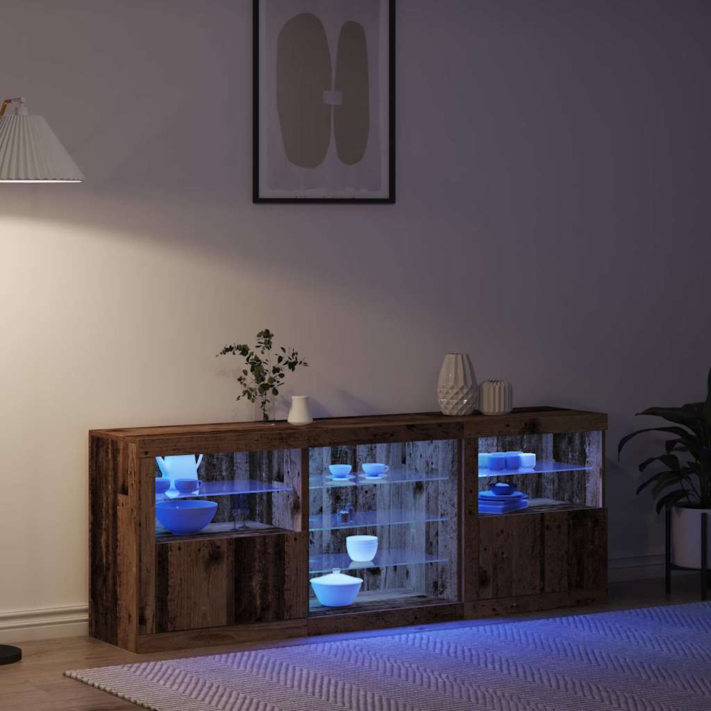 LED Sideboard Reclaimed Wood Look 181.5 x 37 x 67 cm Engineered Wood