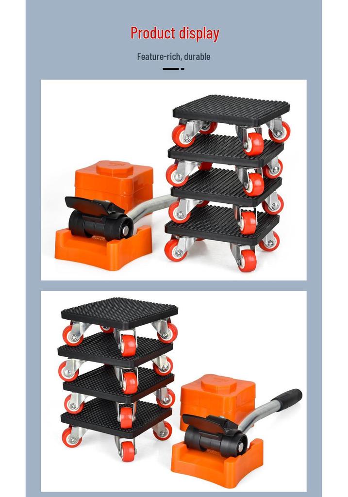 Heavy Object Lifter: Universal Furniture Moving Tool with Caster Pulleys for Easy Transport