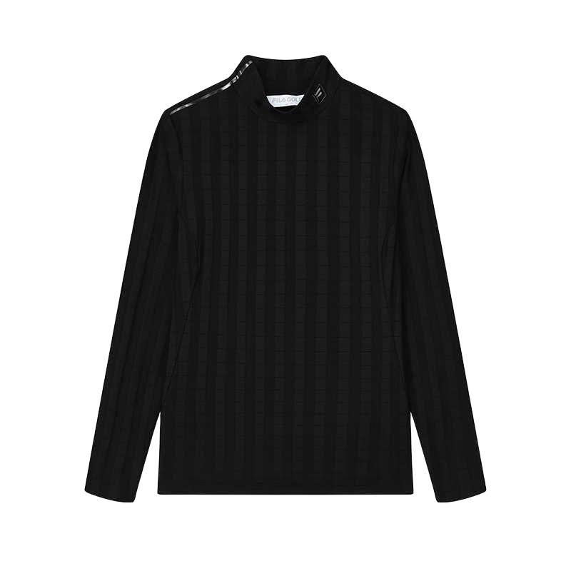 Fila Solid Color Casual Long Sleeve Knit Top Women Tops Black A11W215215F-BK