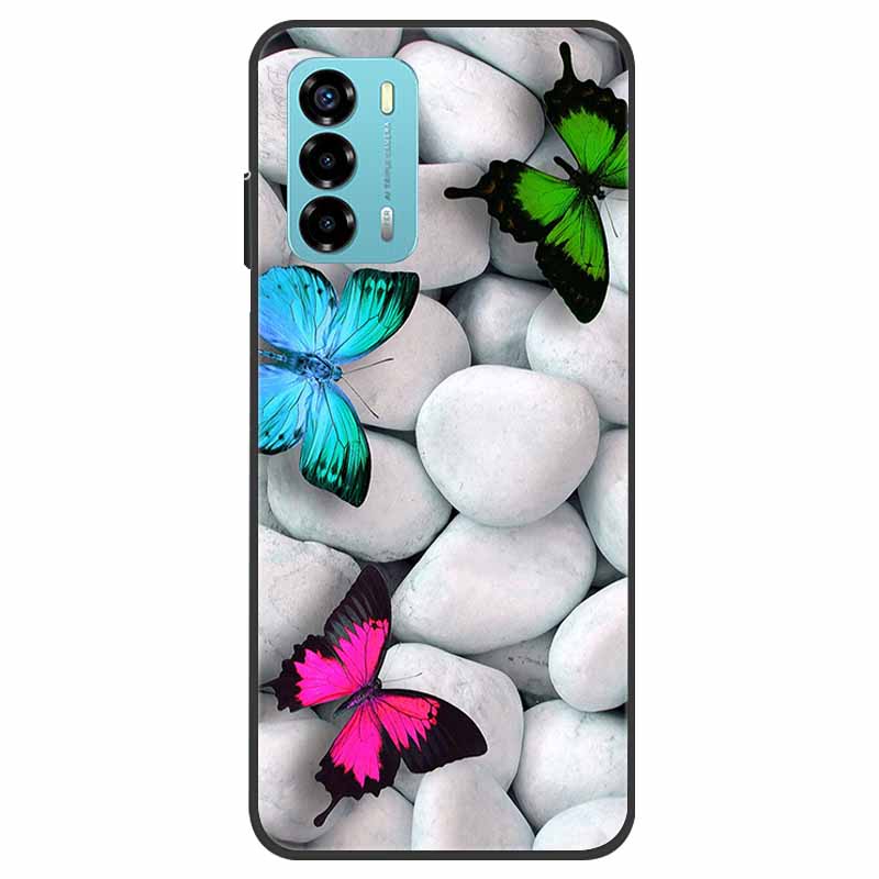 Custodia per ZTE Blade V40 Vita Fiore Marmo Nero Paraurti Morbido TPU Silicone Cover per ZTE V 40 Vita / Blade V40 Vita Custodie per Telefono