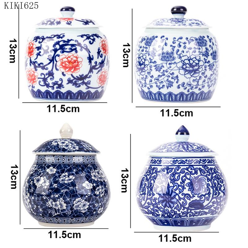 Biscottiera in Porcellana Bianca e Blu Stile Cinese Barattolo Sigillato per Caramelle e Frutta Secca Artigianato Ceramica Barattolo di Stoccaggio Decorazione per la Casa