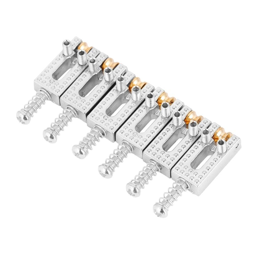 6pcs Metal Roller Bridge Saddles Roller Bridge Guitar Repair Parts Guitar Saddles  Electric Guitar