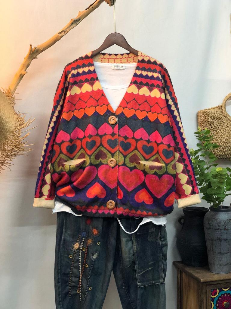 Factory new autumn and winter cute printed imitation mink velvet jacket women's Korean version loose lazy sweater