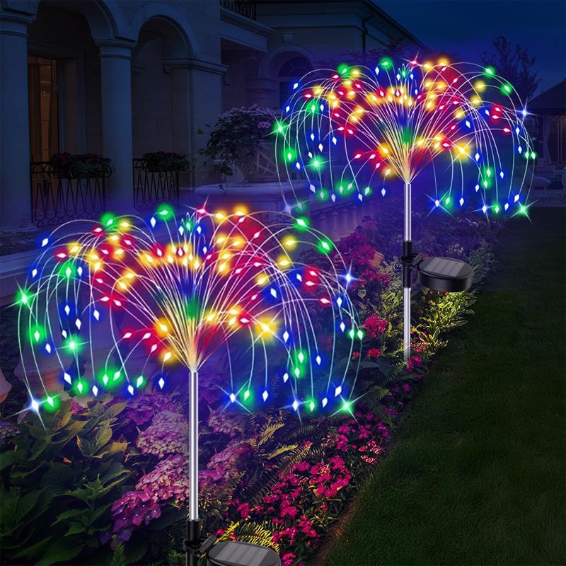 420LED Firework Lights Garden Decor Solar Power Outdoor Waterproof Pathway Flowers Lights for Patio Walkway Yard