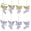 Christmas Angel Ornaments 4Pcs Winged Hanging Ornaments, Clear Figurines, Indoor Holiday Accents Tree Decor, Seasonal Home Party Supplies Transparent