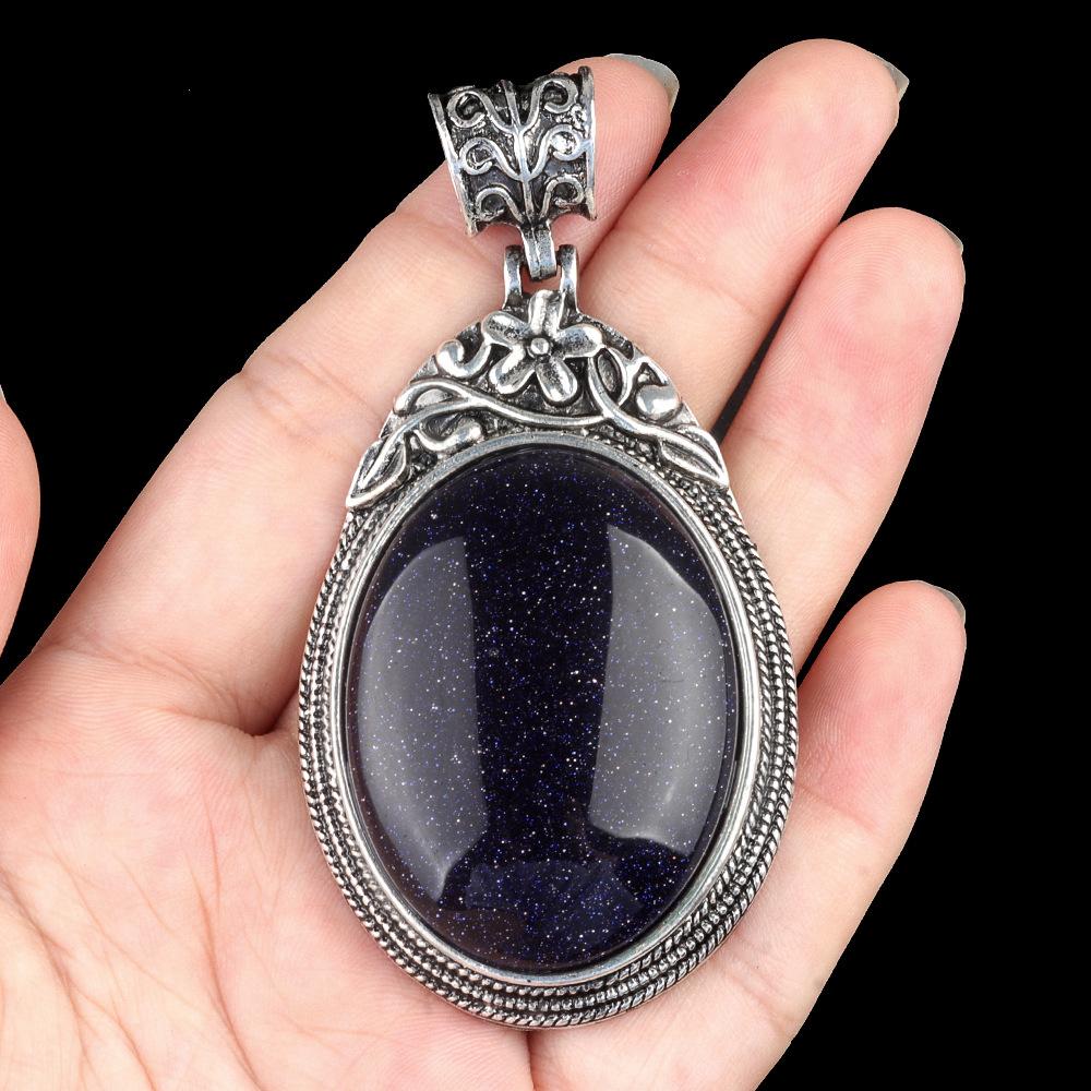ET of gemtone crystal agate semi-precious stone alloy inlaid gemstone pendant, jewelry