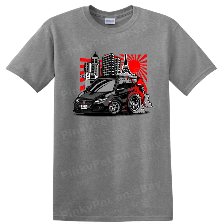 Car Graphic T Shirt Tokyo City Skyline Black Racing Tee Anime Style Design