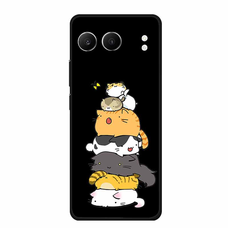 For OnePlus Nord 4 Back Cover Case Cute Cartoon Cat Black Silicone Soft Phone Cases For OnePlus Nord 4 Case Nord4 6.74" Capa Bag