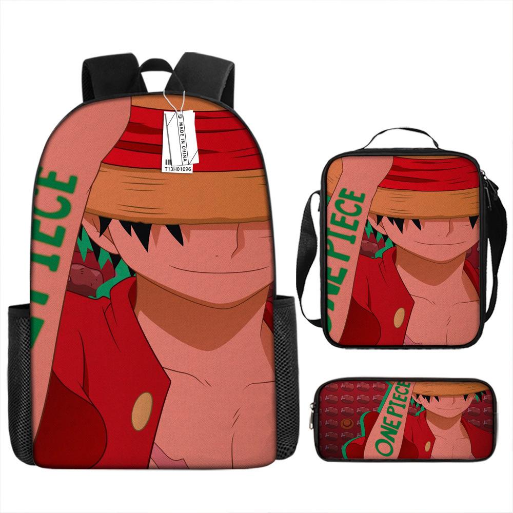 Peripheral ONE PIECE Student School Bag Cartoon School Bag Children's Backpack Three-piece Satchel