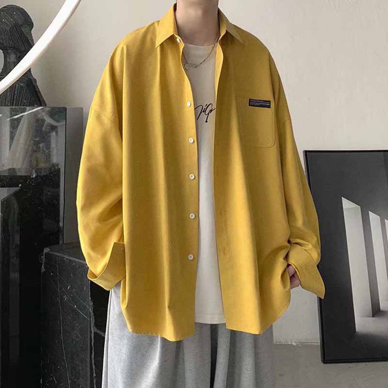 Men's Shirt Multi-color Men's Spring and Autumn Korean Fashion Long-sleeved Shirt Coat
