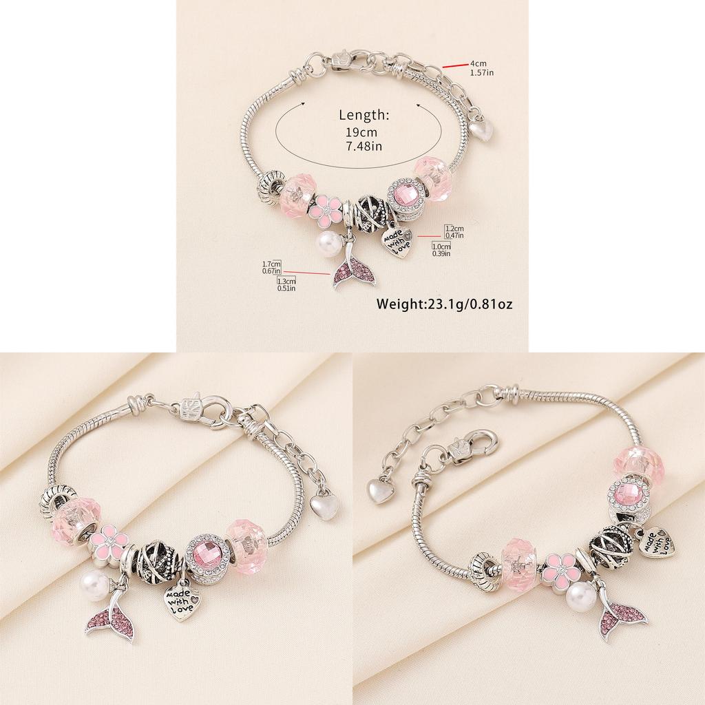 Mermaid Tail Beaded Bracelet With Crystal Accents For Girls Giftgiving