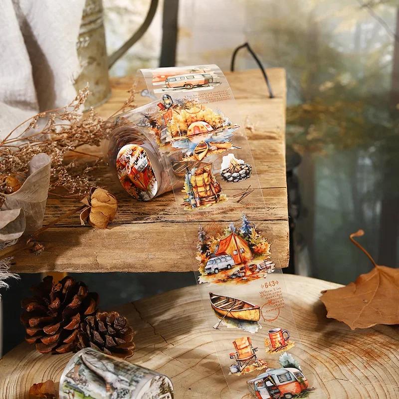 Mr. Paper,Forest Camping Character Theme Tape 200cm/roll for Collage Scrapbook Notebook Diary Decorative Stationery Stickers