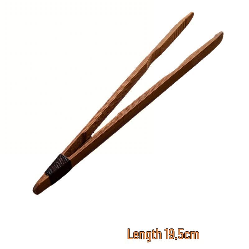 High-Temp Resistant Bamboo Tea Tongs - Portable Travel Tea Set Tweezers & Anti-Scald Cup Clips