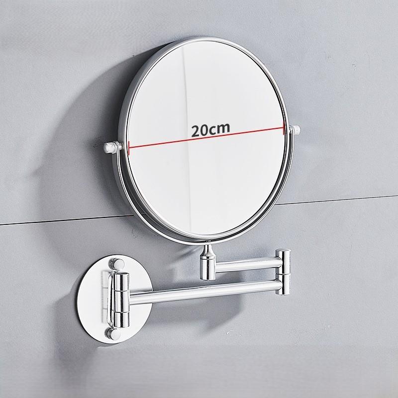Brushed Gold Black Bathroom Mirror Wall Mounted Folding Round Makeup Vanity With Mirror