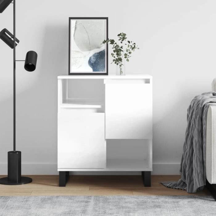 VidaXL Buffet Blanc brillant 60x35x70 cm Bois d'ingénierie 831198