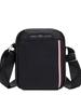 Men's Black Striped Crossbody Travel Shoulder Bag with Zipper