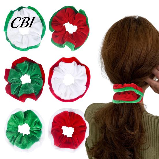 Non Damaging Hair Elastics for Christmas Velvet Scrunchies, Soft Elastic Ties Women Girls, Lightweight Large Intestine Thick Contrast Color