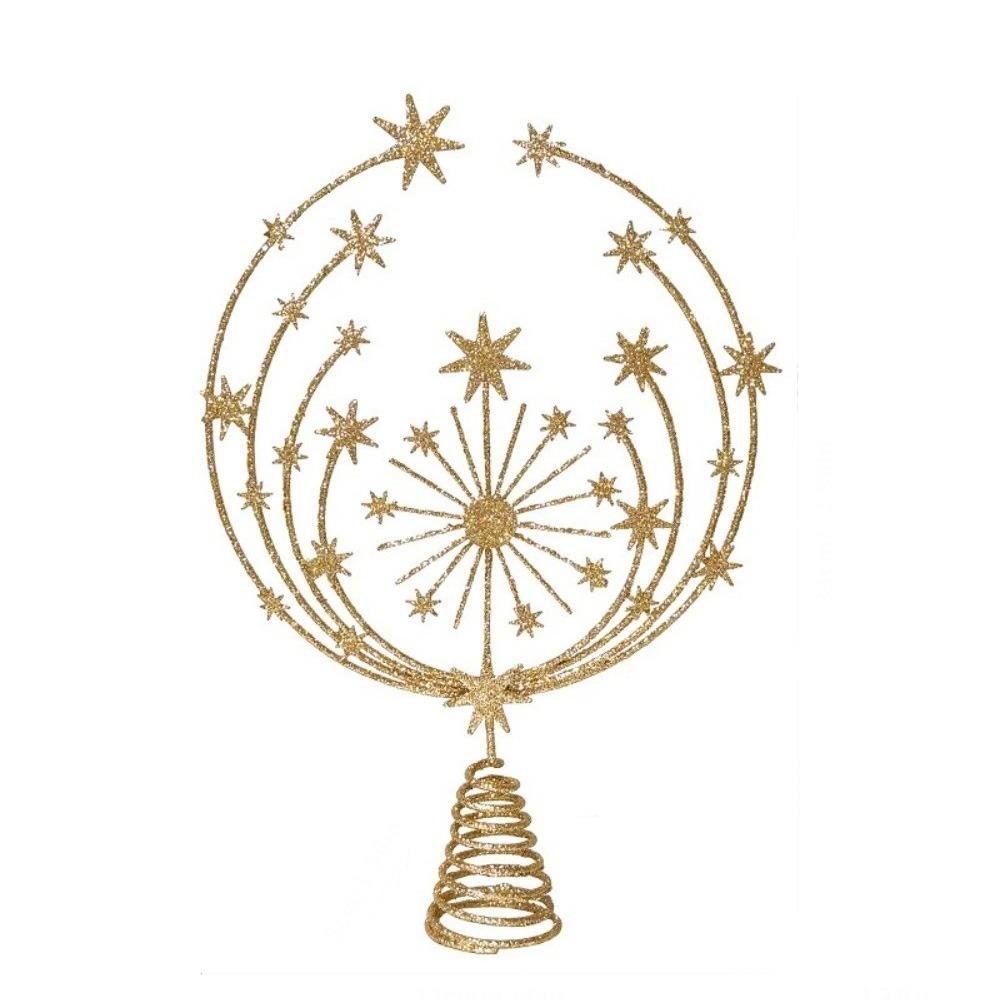 Star Christmas Tree Topper Hollow Xmas Decoration Glitter Christmas Tree Decoration Party Supplies Iron Snowflake Ornaments