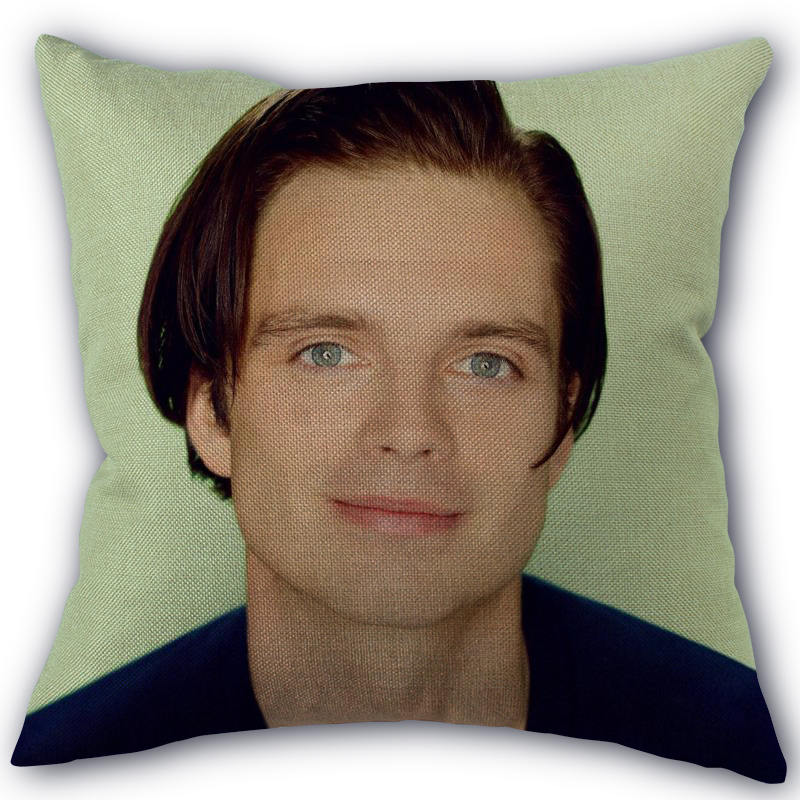 45X45cm Pillow Cover Sebastian Stan Home Decorative Pillowcase Square Zipper Cotton Linen Pillow Cases Bedroom 0331
