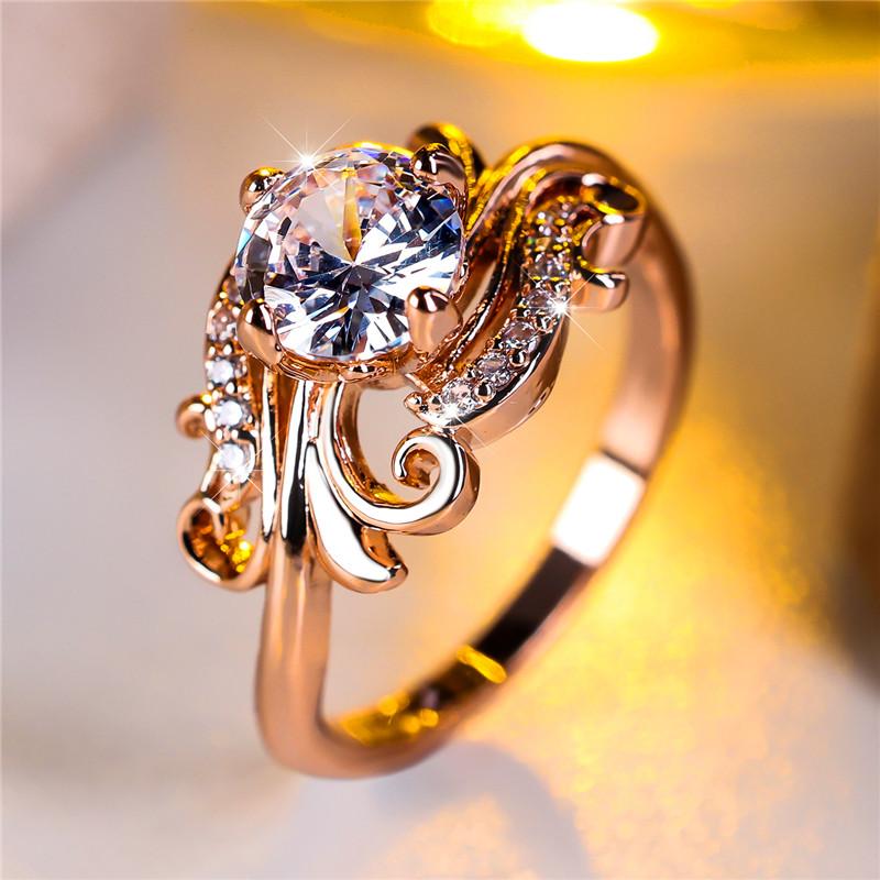 

Cute Female White Zircon Stone Engagement Ring Rose Gold Color Wedding Jewelry For Women 8
