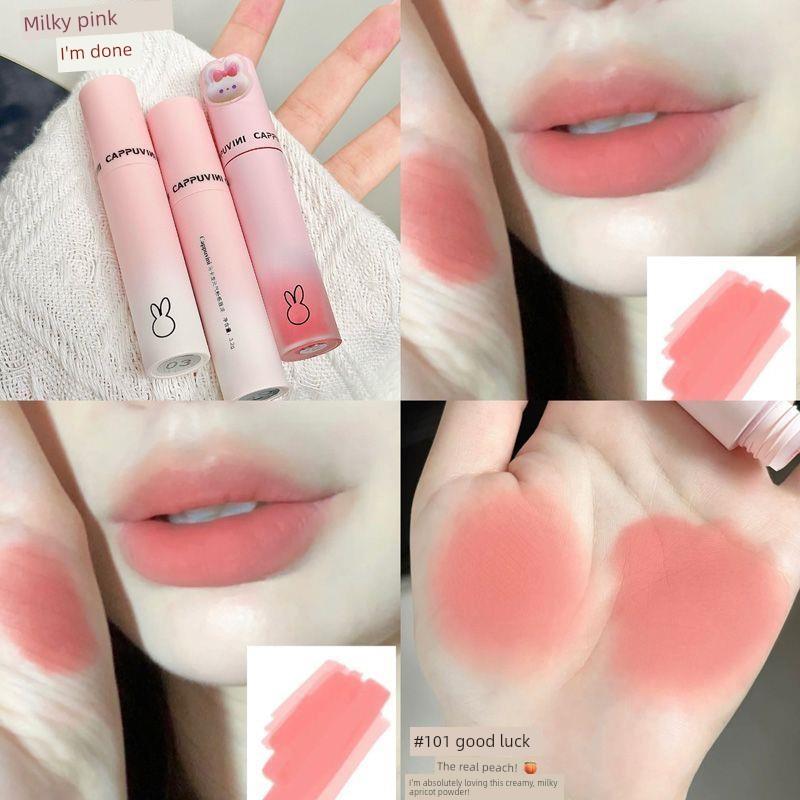 Pink Macaron Lip Mud Velvet Soft Matte Lip Gloss That Brightens the Complexion and Does Not Dry Out the Lips, Dual-Use Lip Color Lipstick for Students