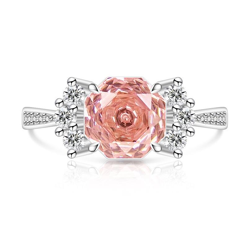 Light Sweet 925 Silver Rose Cut High Carbon Diamond Candy Design Sense Women's Ring Jewelry