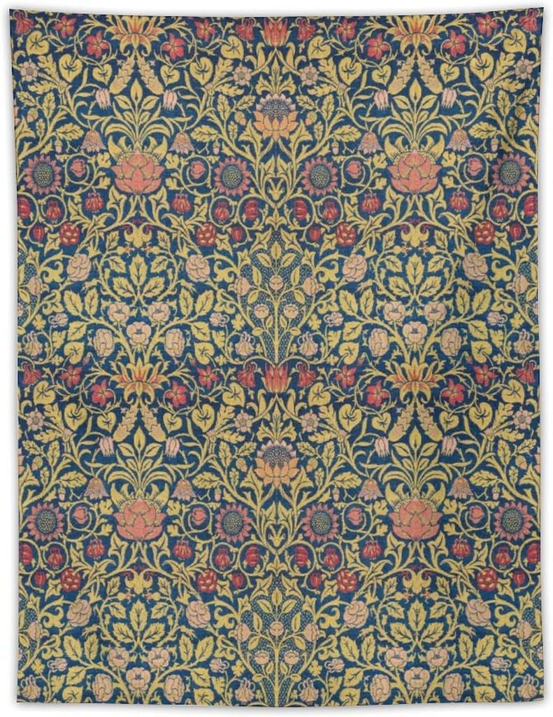 Arazzo da Parete con Piante Vintage, Classico Medievale Vintage Motivo Floreale Moderno Arredamento Murale, Floreale Retrò Arredamento per la Casa Per