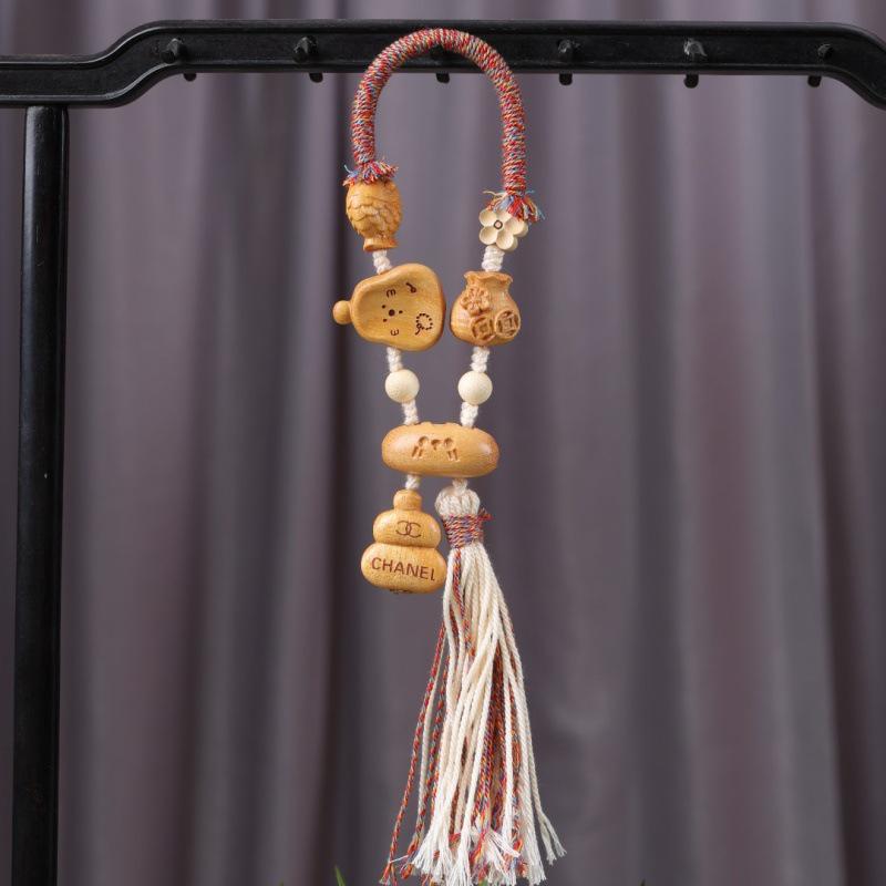 Golden Sandalwood Cute Star Gourd Car Pendant for Peace