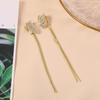 Silver Needle Rhinestone & Butterfly Tassel Earrings - Stylish, Exaggerated Slimming Studs for Women