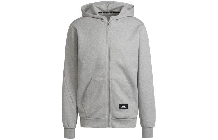 Adidas Sweatshirts Men s Gray Hooded Moderate Cardigan HE2224 S
