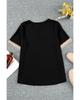 Azura Exchange Black Lace Trim Short Sleeve V Neck Plus Size Top