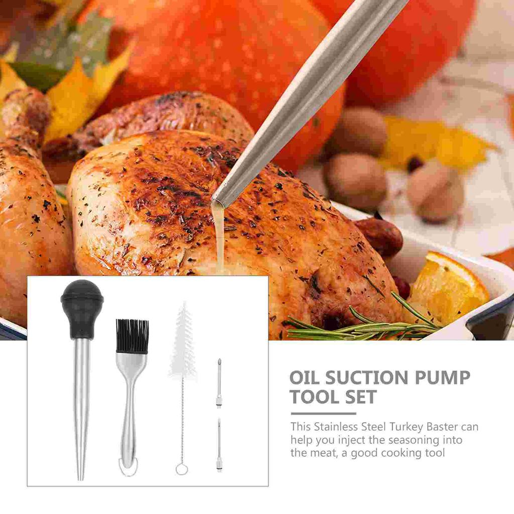 Pompă de condiment pentru curcan Instrumente de injectare pentru marinată Ac injector de carne pentru alimente Plastic Oțel inoxidabil