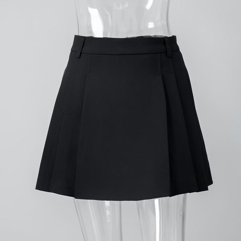 

Fashion New Simple and Versatile Pleated Skirt Sweet Skirt High Waisted Pleated Skirt Black S