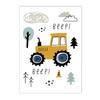 Kreslený Jeřáb Bagr Traktor Nákladní plakát Nástěnné umění Obraz na plátně Dětská školka Chlapci Obrázky Nordic Wall Print Room Decor