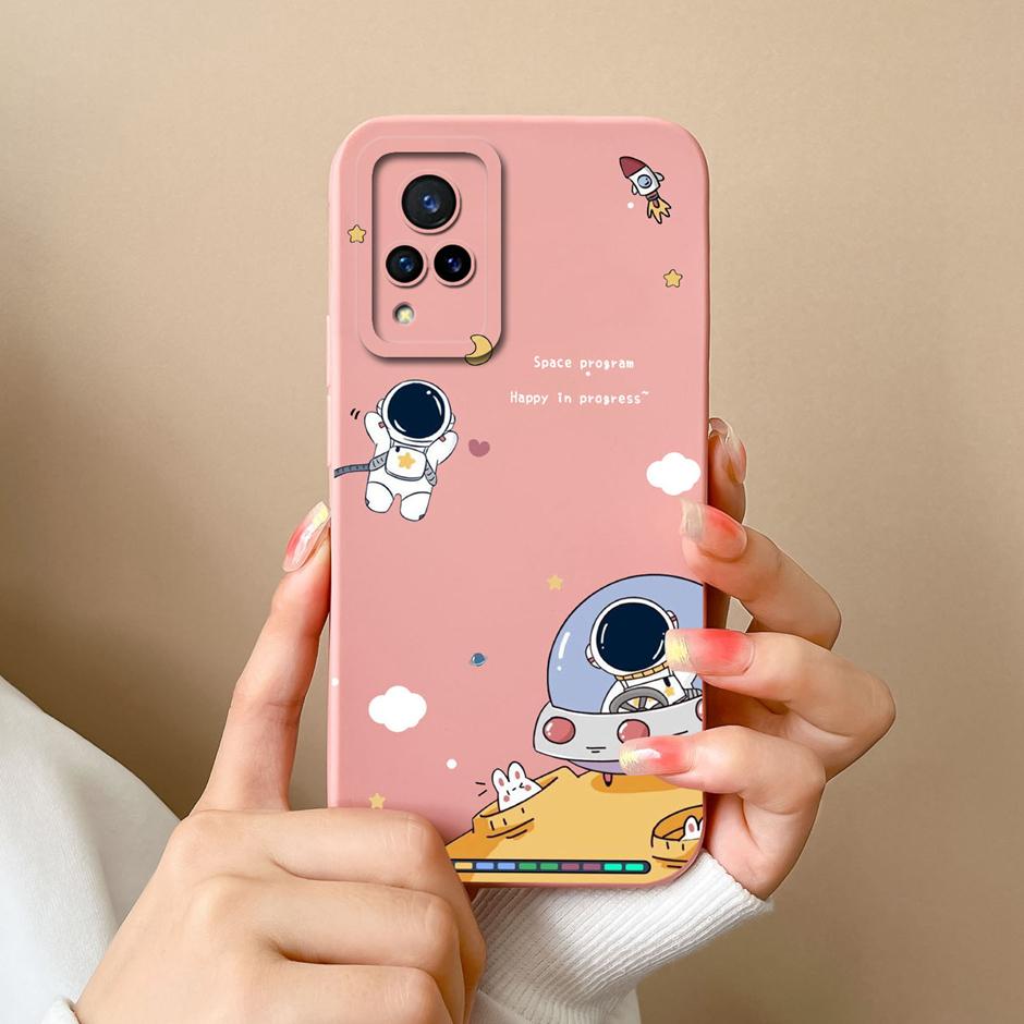 Phone Case For VIVO V21 4G 5G Cute Sweet Girls Cartoons High-quality Liquid Silicone Coque For VIVO V21 4G 5G New Design Funda