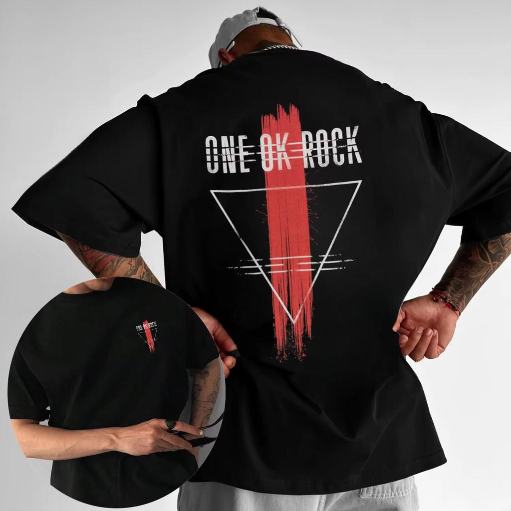 Retro One Ok Rock Tour Tengkorak T-shirt Summer Men's Cotton Round Neck Short-sleeved T-shirt Super Hip Hop YK2 Fashion Top