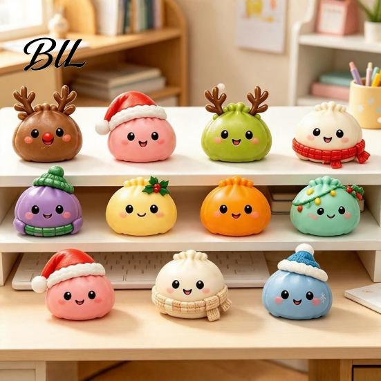 Cute Desk Accessory 24 Day Christmas Countdown Calendar, Soft TPR Bun Squeeze Toy Birthday Gift for Children Set Stress Relief, Festive Holiday