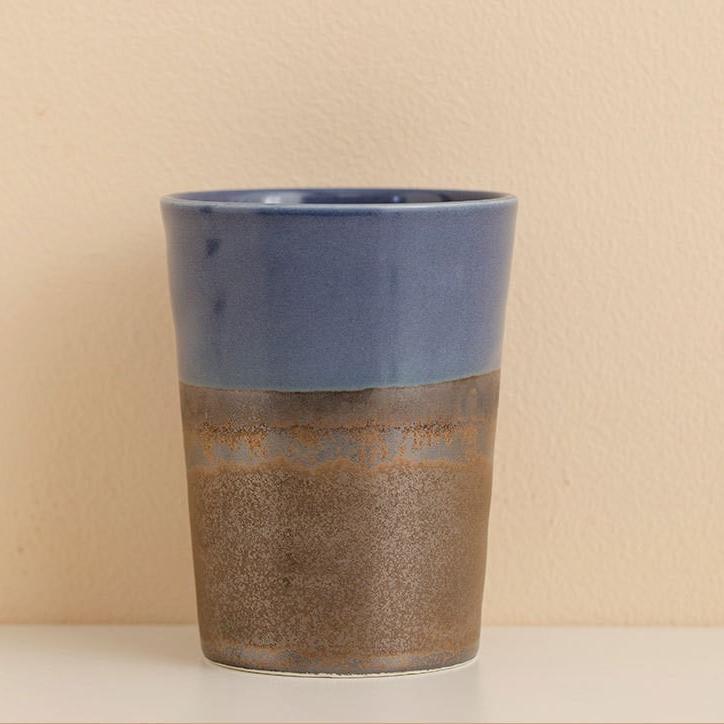 Rustic Stoneware Mug Handmade Ceramic Cup Japanese Iron Rust Glaze for Coffee Tea Water Hot Cold Beverage Home Office Use