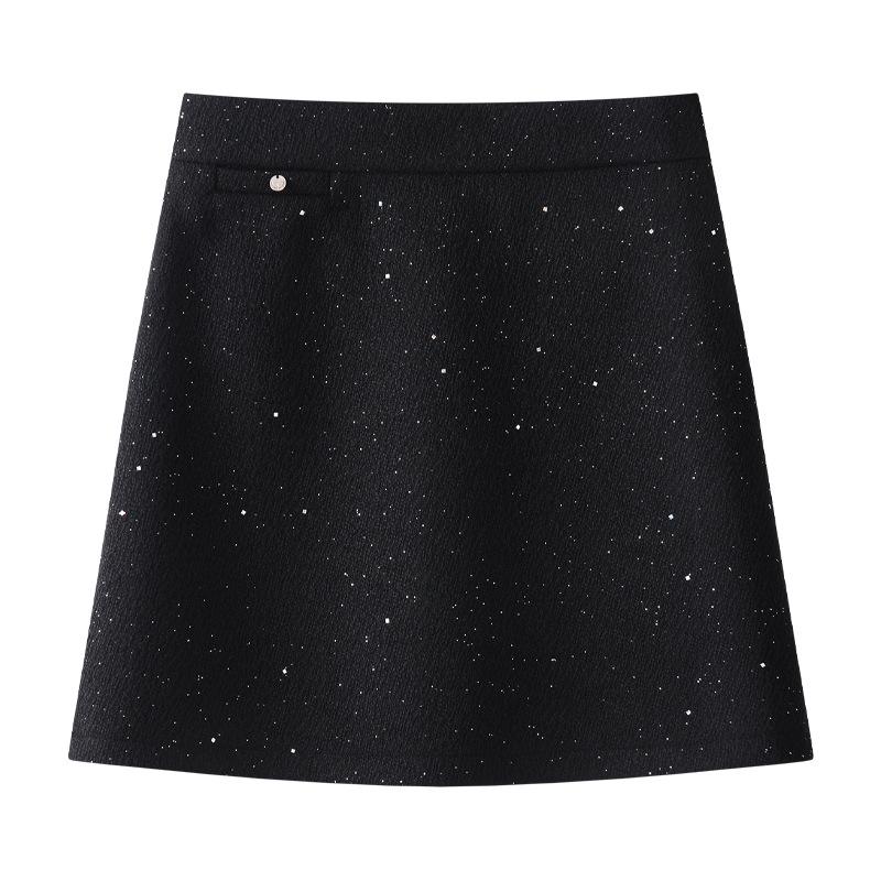 Women's Gray Wool Midi Skirt - High Waist, Slimming A-Line