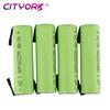 Cityork Batería recargable AA de 1,2 V, celda NiMH de 2200 mAh con lengüetas de soldadura para afeitadora eléctrica casera, afeitadora Braun, cepillo de dientes Philips