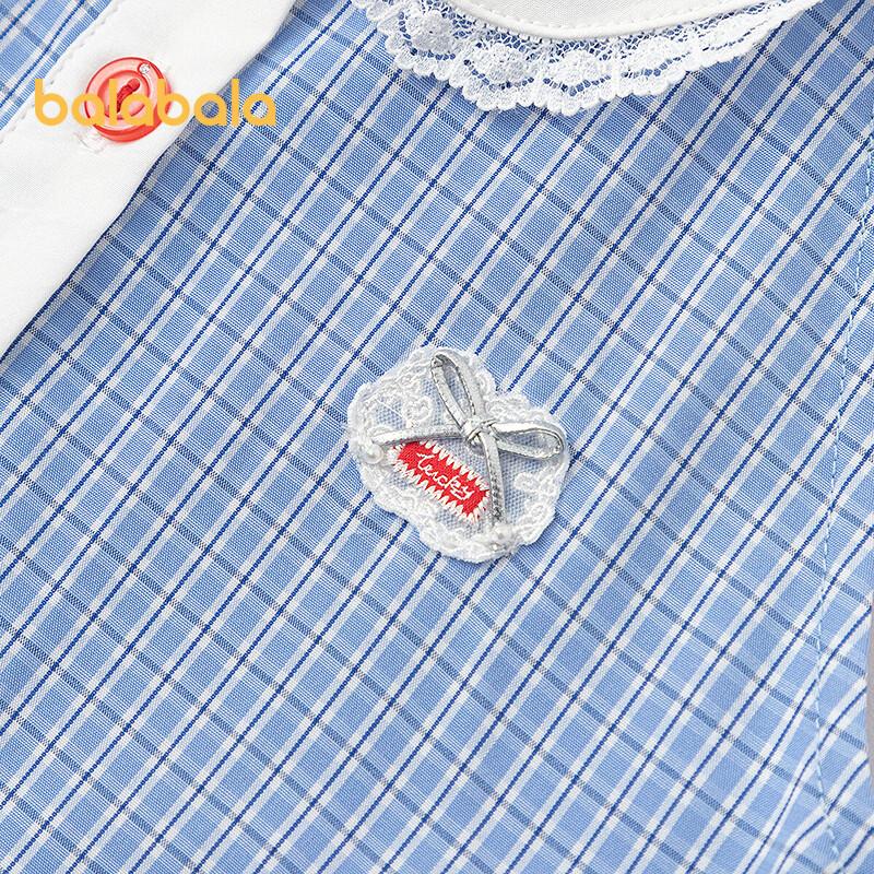 Balabala Girls' 2026 Summer Preppy Plaid Sleeveless Dress